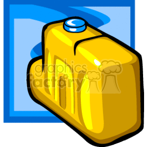 The image shows a clipart of a yellow gas tank, typically used for storing and transporting fuel for cars or other vehicles.