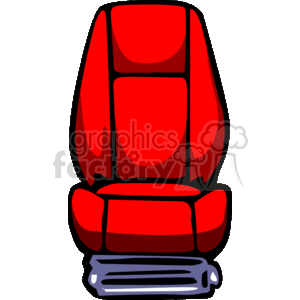 This is a clipart image of a red car seat. The seat features a headrest, backrest, and seat cushion with contours that suggest comfort and ergonomic support. It appears to be a standard style car seat suitable for a passenger vehicle.