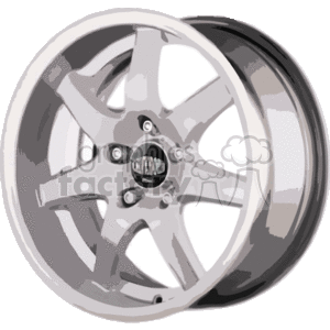 This clipart image depicts a car wheel rim. The rim appears to feature a multi-spoke design, which is common in many modern vehicles. The central part of the rim where the lug nuts are attached is also visible, suggesting that this is where the rim would be affixed to the wheel hub of a car.