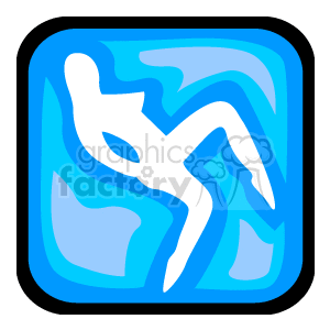 This image features a stylized representation of the Virgo zodiac sign. It consists of a simple, abstract figure that resembles the traditional symbol for Virgo, enclosed within a square border. The design appears modern and uses a color palette of blue shades.