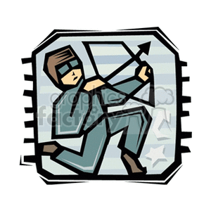 Clipart image of a person depicted as an archer, symbolizing the Sagittarius star sign.