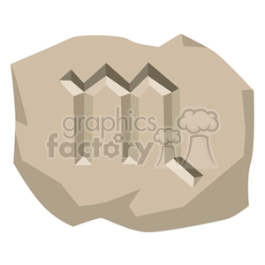 This clipart image features the Scorpio zodiac sign engraved on a stone tablet. The design is simple and geometric, highlighting the distinct 'M' shape with a downward pointing arrow tail, which symbolizes the zodiac sign Scorpio in astrology.