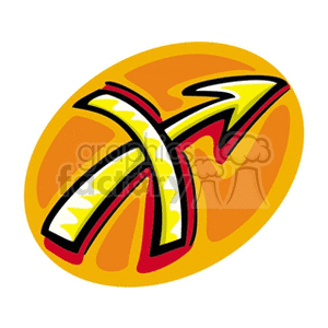 Clipart image of the Sagittarius zodiac sign featuring a stylized arrow with a yellow and orange background.