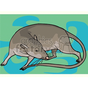 Clipart image of a rat symbolizing the Chinese Zodiac sign of the rat, depicted in a cartoon style with a green and blue background.