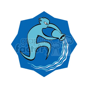 Clipart of the Aquarius zodiac sign depicted as a stylized figure pouring water from a jug.