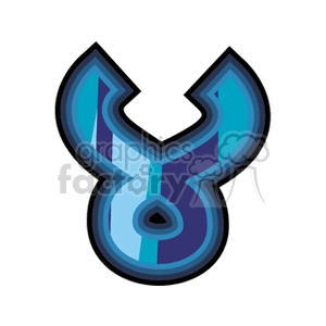 A vibrant clipart image of the Taurus zodiac sign in shades of blue.