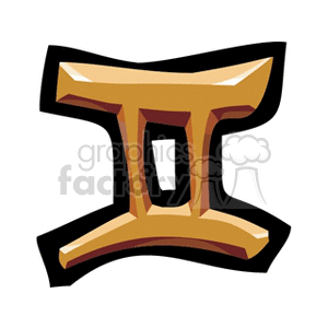 Clipart image of the Gemini zodiac sign symbol depicted in a gold color.