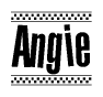 Angie Bold Text with Racing Checkerboard Pattern Border