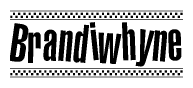 The image contains the text Brandiwhyne in a bold, stylized font, with a checkered flag pattern bordering the top and bottom of the text.