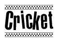Cricket Bold Text with Racing Checkerboard Pattern Border