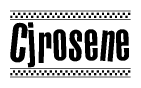 The image contains the text Cjrosene in a bold, stylized font, with a checkered flag pattern bordering the top and bottom of the text.