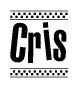 The image contains the text Cris in a bold, stylized font, with a checkered flag pattern bordering the top and bottom of the text.
