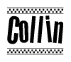 Collin Bold Text with Racing Checkerboard Pattern Border