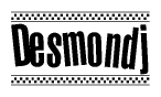Desmondj Bold Text with Racing Checkerboard Pattern Border
