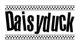 The clipart image displays the text Daisyduck in a bold, stylized font. It is enclosed in a rectangular border with a checkerboard pattern running below and above the text, similar to a finish line in racing. 