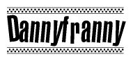 The clipart image displays the text Dannyfranny in a bold, stylized font. It is enclosed in a rectangular border with a checkerboard pattern running below and above the text, similar to a finish line in racing. 