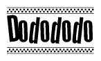 The clipart image displays the text Dodododo in a bold, stylized font. It is enclosed in a rectangular border with a checkerboard pattern running below and above the text, similar to a finish line in racing. 