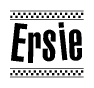 The clipart image displays the text Ersie in a bold, stylized font. It is enclosed in a rectangular border with a checkerboard pattern running below and above the text, similar to a finish line in racing. 