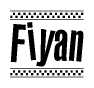 The clipart image displays the text Fiyan in a bold, stylized font. It is enclosed in a rectangular border with a checkerboard pattern running below and above the text, similar to a finish line in racing. 
