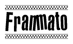 The clipart image displays the text Franmato in a bold, stylized font. It is enclosed in a rectangular border with a checkerboard pattern running below and above the text, similar to a finish line in racing. 