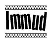 The image contains the text Immud in a bold, stylized font, with a checkered flag pattern bordering the top and bottom of the text.