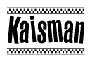 The image contains the text Kaisman in a bold, stylized font, with a checkered flag pattern bordering the top and bottom of the text.