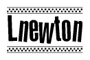 The clipart image displays the text Lnewton in a bold, stylized font. It is enclosed in a rectangular border with a checkerboard pattern running below and above the text, similar to a finish line in racing. 