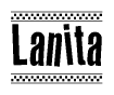 The image contains the text Lanita in a bold, stylized font, with a checkered flag pattern bordering the top and bottom of the text.