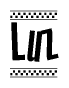 The image contains the text Luz in a bold, stylized font, with a checkered flag pattern bordering the top and bottom of the text.