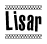 The clipart image displays the text Lisar in a bold, stylized font. It is enclosed in a rectangular border with a checkerboard pattern running below and above the text, similar to a finish line in racing. 