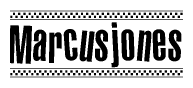 The image contains the text Marcusjones in a bold, stylized font, with a checkered flag pattern bordering the top and bottom of the text.