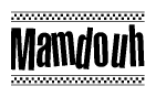 The clipart image displays the text Mamdouh in a bold, stylized font. It is enclosed in a rectangular border with a checkerboard pattern running below and above the text, similar to a finish line in racing. 