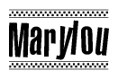 The clipart image displays the text Marylou in a bold, stylized font. It is enclosed in a rectangular border with a checkerboard pattern running below and above the text, similar to a finish line in racing. 