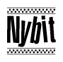 The image contains the text Nybit in a bold, stylized font, with a checkered flag pattern bordering the top and bottom of the text.
