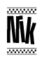 The image is a black and white clipart of the text Nik in a bold, italicized font. The text is bordered by a dotted line on the top and bottom, and there are checkered flags positioned at both ends of the text, usually associated with racing or finishing lines.