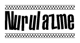 The clipart image displays the text Nurulazme in a bold, stylized font. It is enclosed in a rectangular border with a checkerboard pattern running below and above the text, similar to a finish line in racing. 