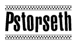 The clipart image displays the text Pstorseth in a bold, stylized font. It is enclosed in a rectangular border with a checkerboard pattern running below and above the text, similar to a finish line in racing. 