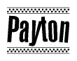 The clipart image displays the text Payton in a bold, stylized font. It is enclosed in a rectangular border with a checkerboard pattern running below and above the text, similar to a finish line in racing. 