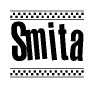 The clipart image displays the text Smita in a bold, stylized font. It is enclosed in a rectangular border with a checkerboard pattern running below and above the text, similar to a finish line in racing. 