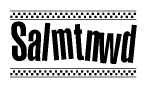 The clipart image displays the text Salmtnwd in a bold, stylized font. It is enclosed in a rectangular border with a checkerboard pattern running below and above the text, similar to a finish line in racing. 