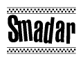 The clipart image displays the text Smadar in a bold, stylized font. It is enclosed in a rectangular border with a checkerboard pattern running below and above the text, similar to a finish line in racing. 