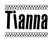   The image contains the text Tianna in a bold, stylized font, with a checkered flag pattern bordering the top and bottom of the text. 