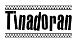 The image contains the text Tinadoran in a bold, stylized font, with a checkered flag pattern bordering the top and bottom of the text.