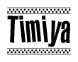 Timiya Bold Text with Racing Checkerboard Pattern Border
