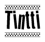 The clipart image displays the text Tintti in a bold, stylized font. It is enclosed in a rectangular border with a checkerboard pattern running below and above the text, similar to a finish line in racing. 