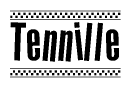 The image contains the text Tennille in a bold, stylized font, with a checkered flag pattern bordering the top and bottom of the text.