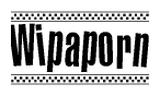 The clipart image displays the text Wipaporn in a bold, stylized font. It is enclosed in a rectangular border with a checkerboard pattern running below and above the text, similar to a finish line in racing. 