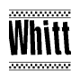 The image contains the text Whitt in a bold, stylized font, with a checkered flag pattern bordering the top and bottom of the text.