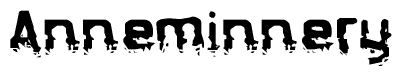 The image contains the word Anneminnery in a stylized font with a static looking effect at the bottom of the words