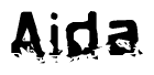 The image contains the word Aida in a stylized font with a static looking effect at the bottom of the words